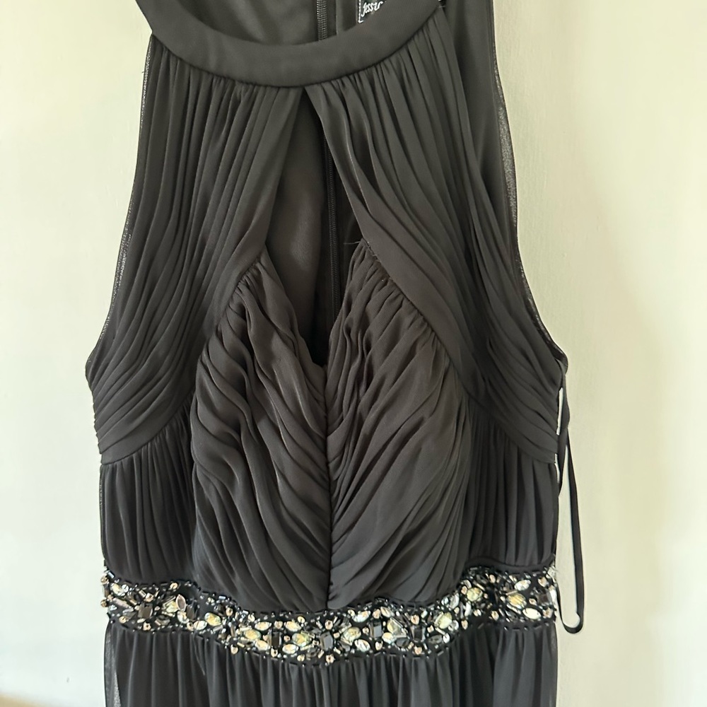 Black formal dress with beaded detail